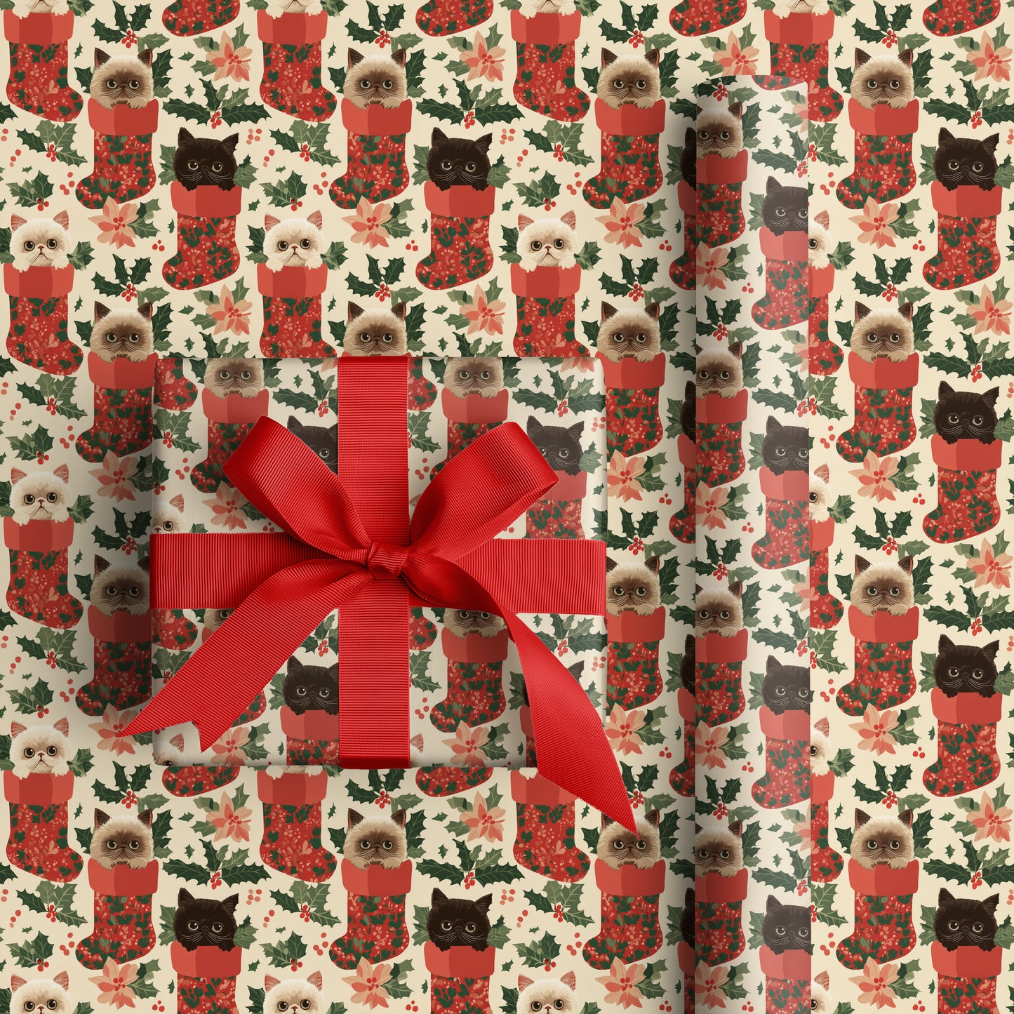 Festive Felines Peek From Stockings