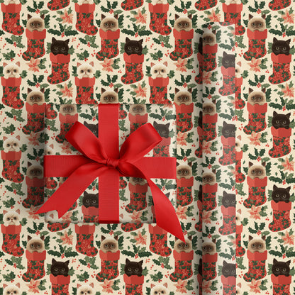 Festive Felines Peek From Stockings