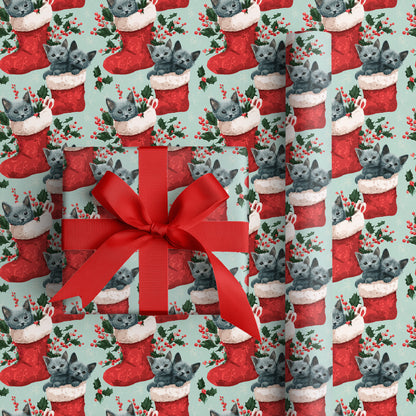 Kittens Peek From Christmas Stockings