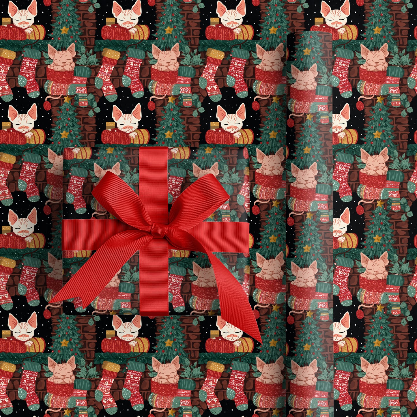 Purring Between Christmas Stockings