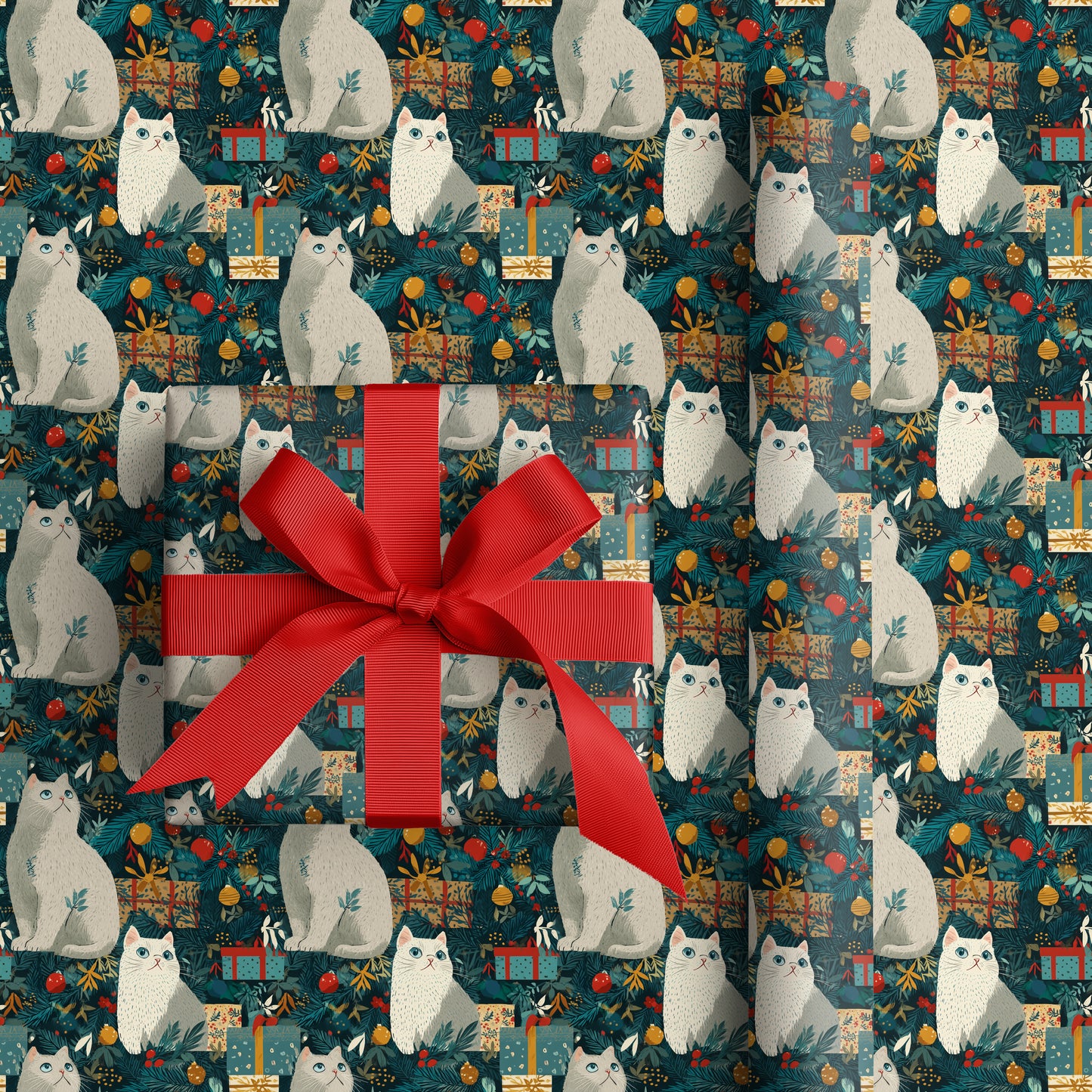 Festive Felines Among Winter's Bloom