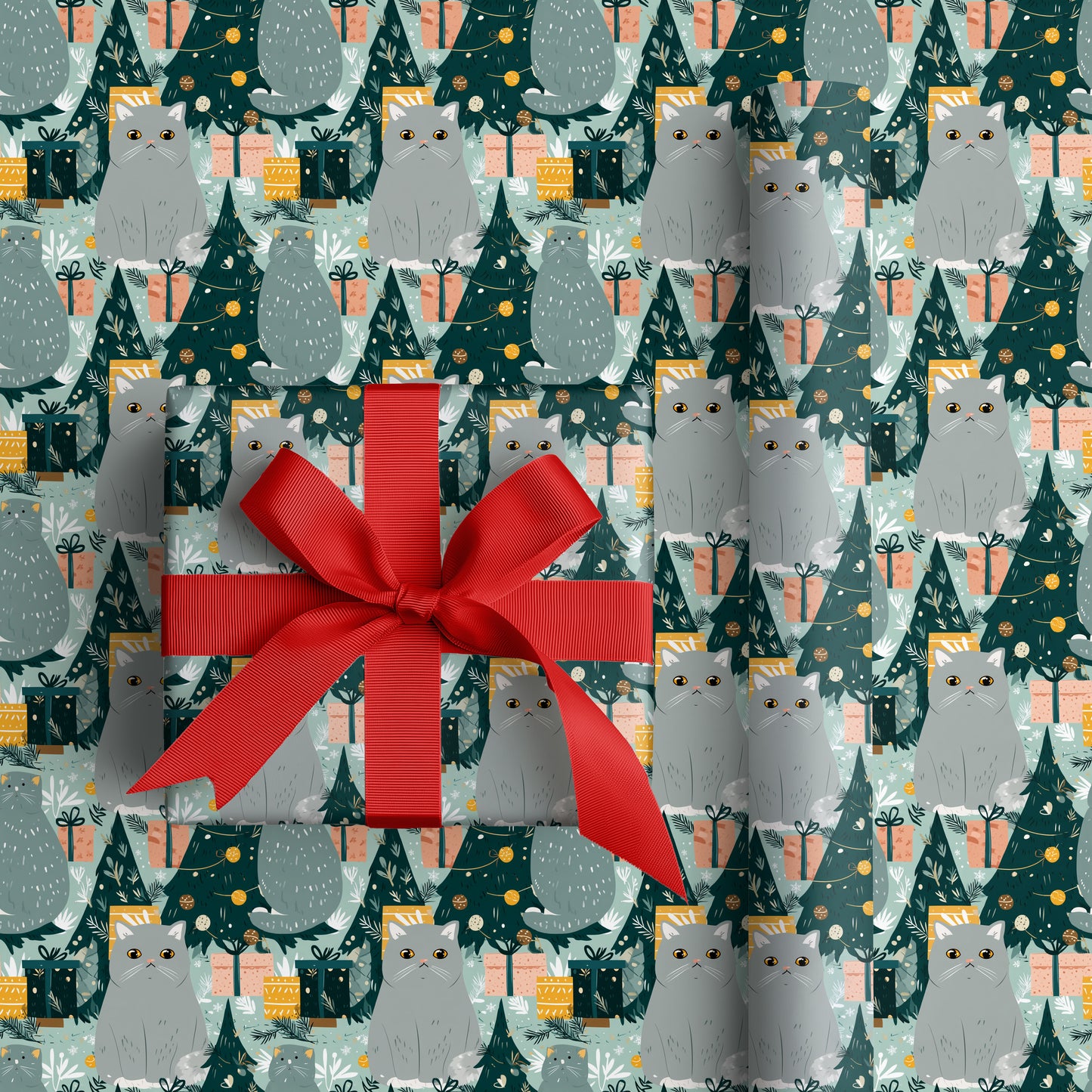 Curious Cat Awaits Holiday Magic