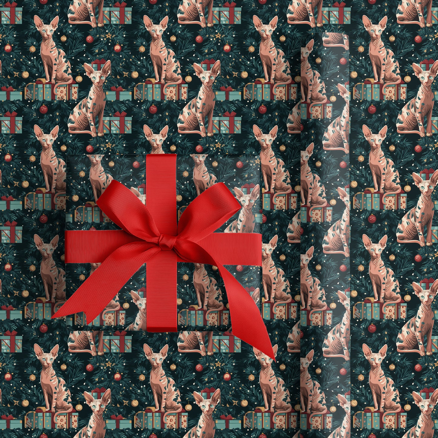 Naked Cats Unwrap Holiday Cheer