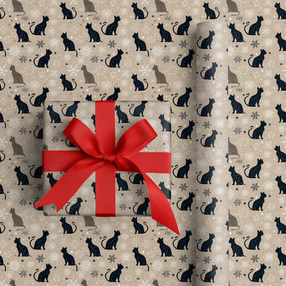 Midnight Cats Dancing Through Snowfall