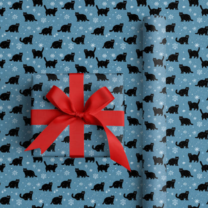 Midnight Cats Dance Through Snowfall