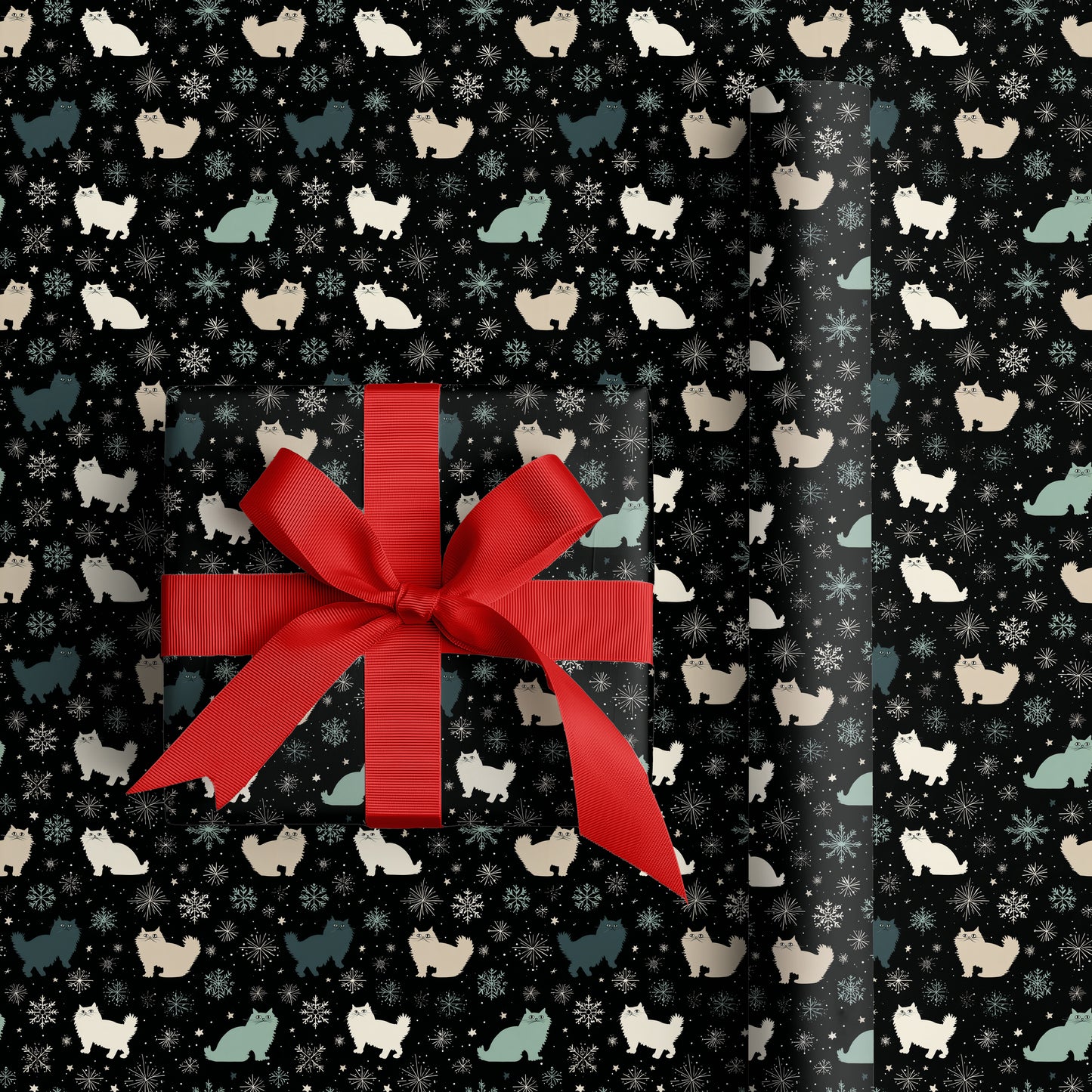 Midnight Cats Dancing Through Snowlight