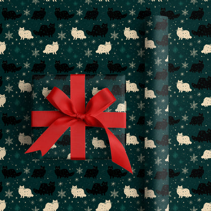 Midnight Cats Dancing Through Snowflakes