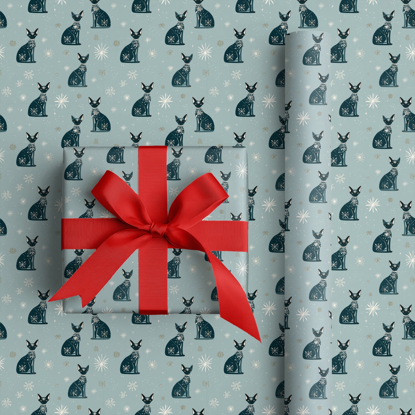 Winter Cats Dance Between Snowflakes