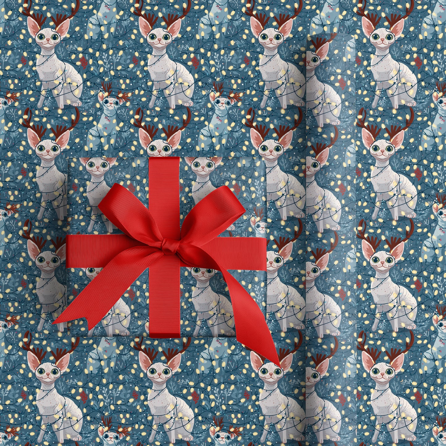 Reindeer Kitty Lights The Night