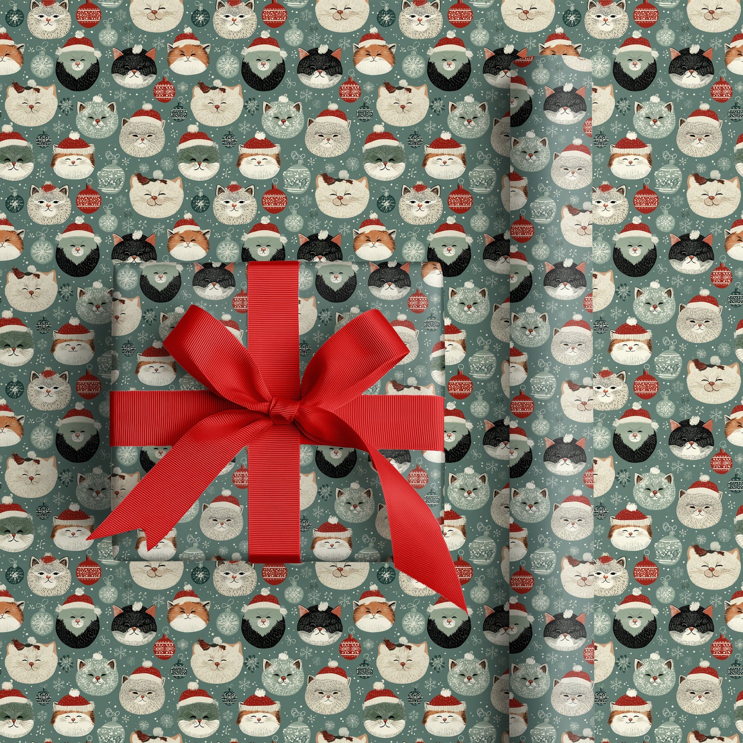 Festive Felines Dancing Through Snowflakes