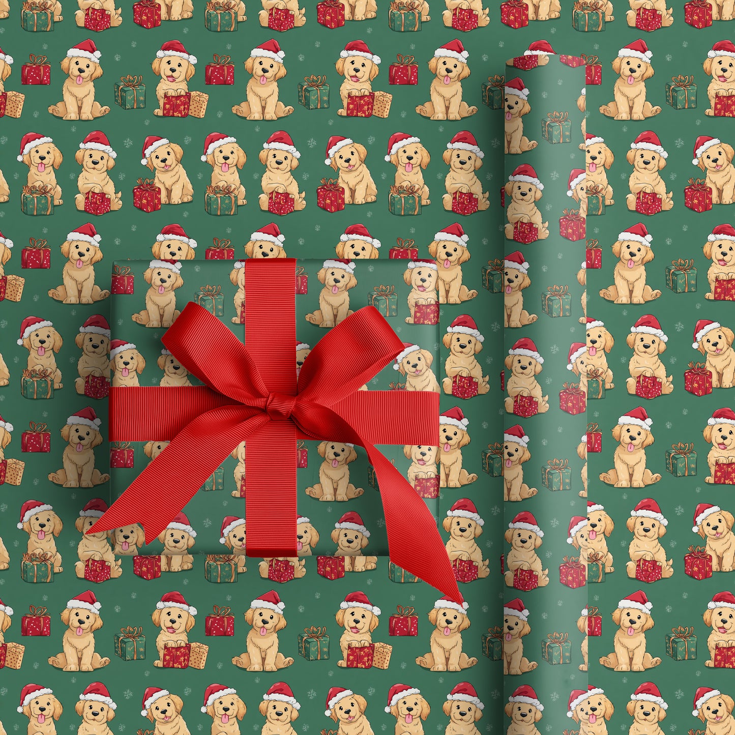 Playful Puppies in Santa Hats