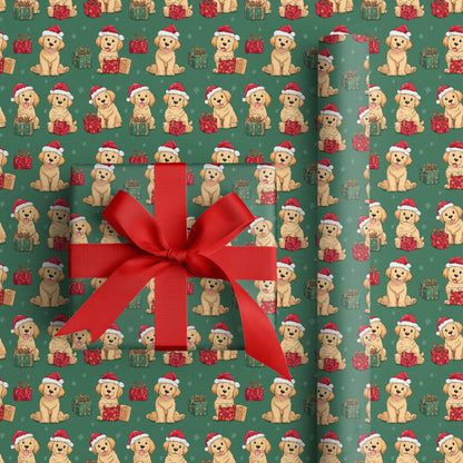 Playful Puppies in Santa Hats