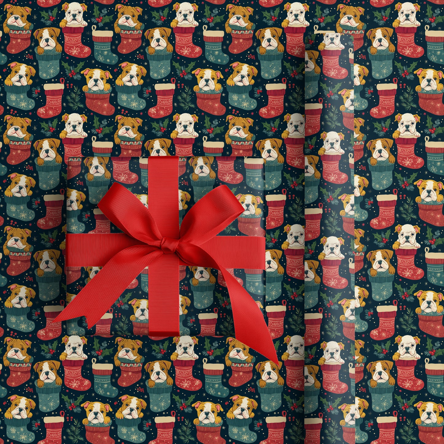 Puppies Peek From Festive Socks