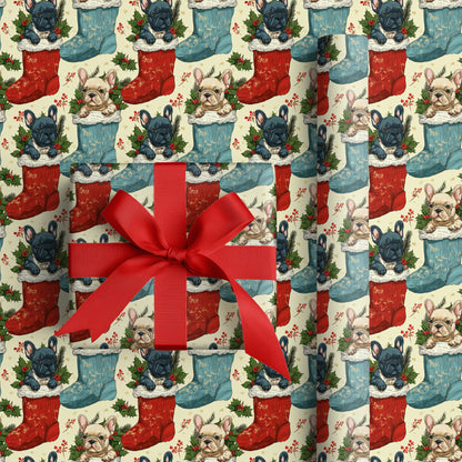 Mischievous Bulldogs in Holiday Stockings