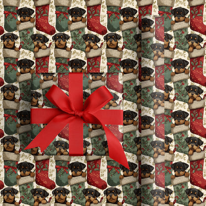 Joyful Rottweiler Pups in Cozy Stockings