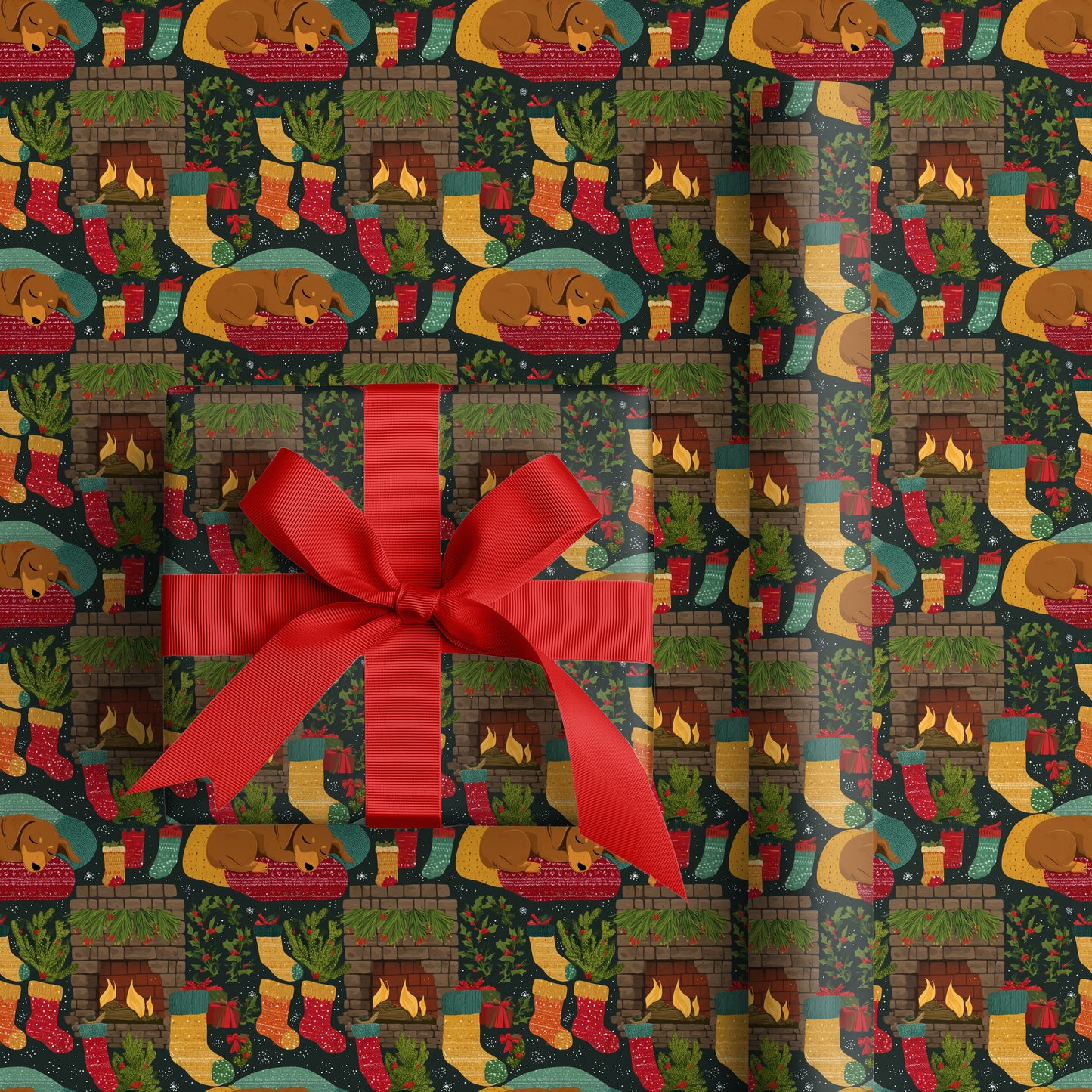 Cozy Flames Dance Between Stockings