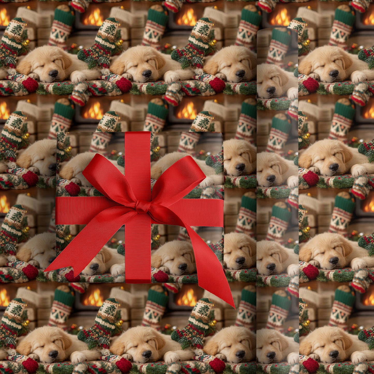 Puppy Dreams Near Crackling Flames