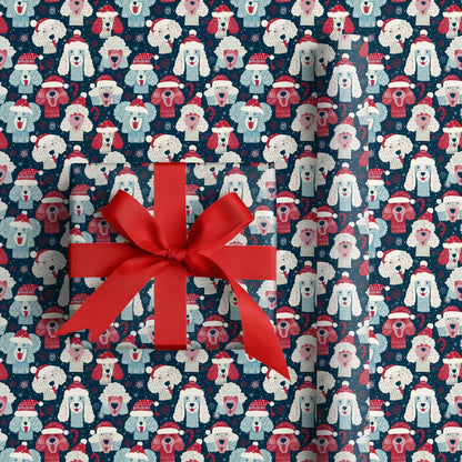 Festive Pups Dancing Through Snowfall