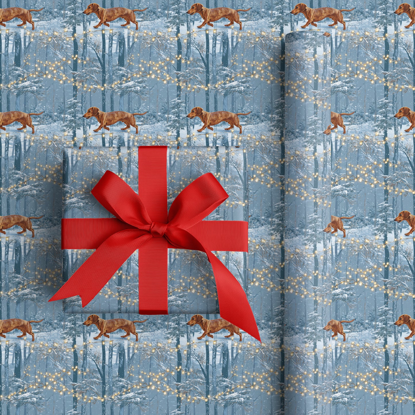 Dachshunds Dance Through Frosted Lights