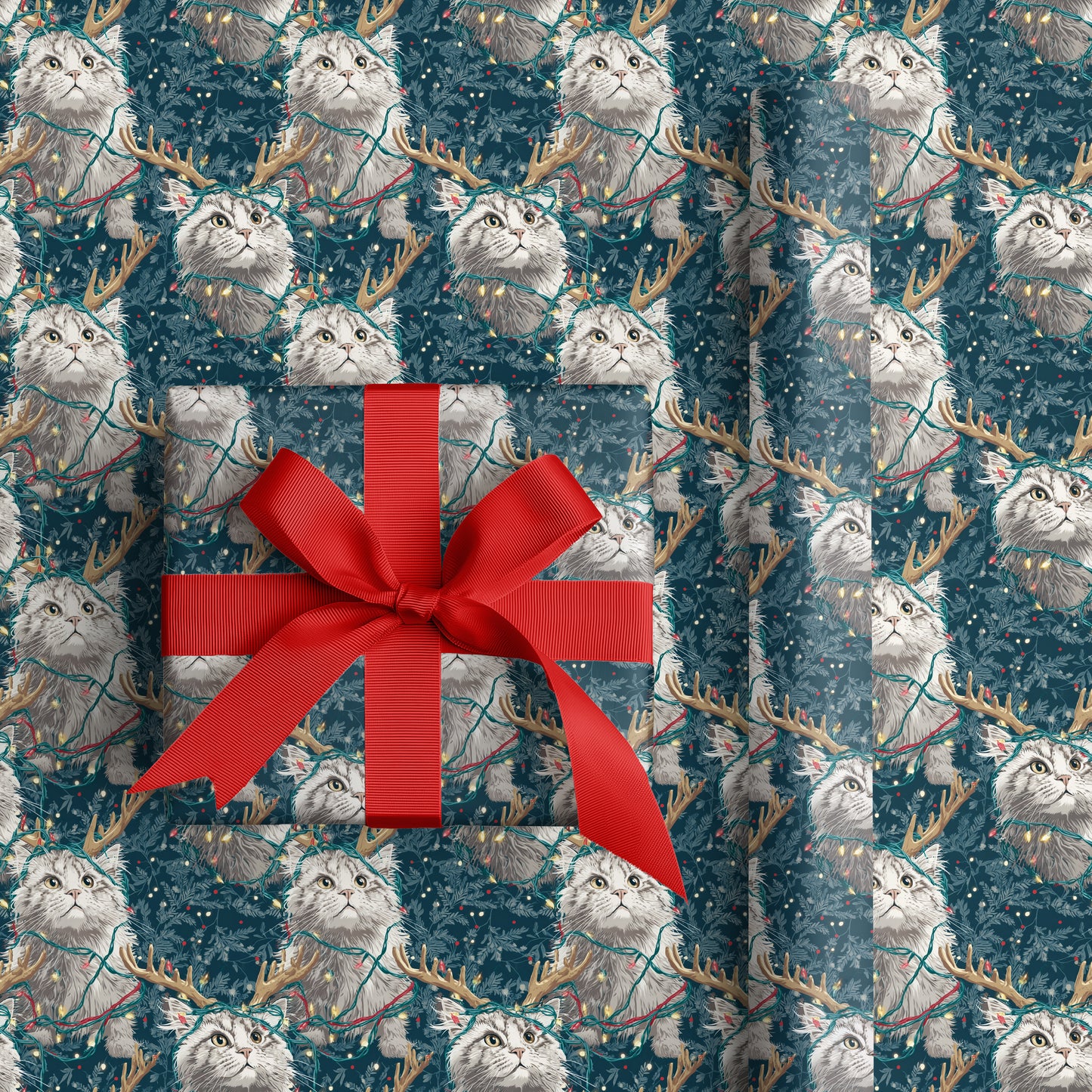 Feline Festivity Amongst Twinkling Lights