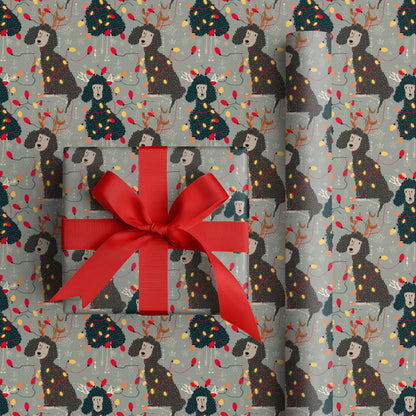 Festive Poodles Dancing Through Lights