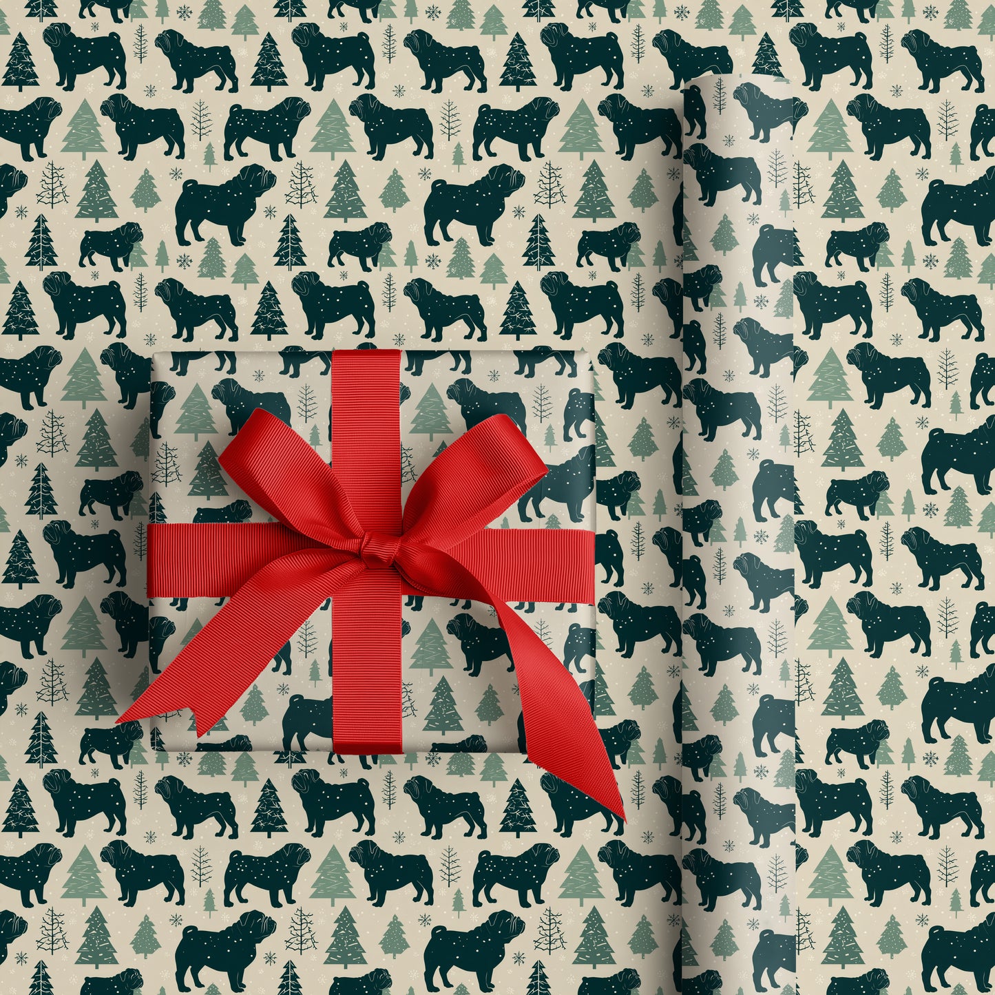 Pugs Prowl Through Winter's Silhouette