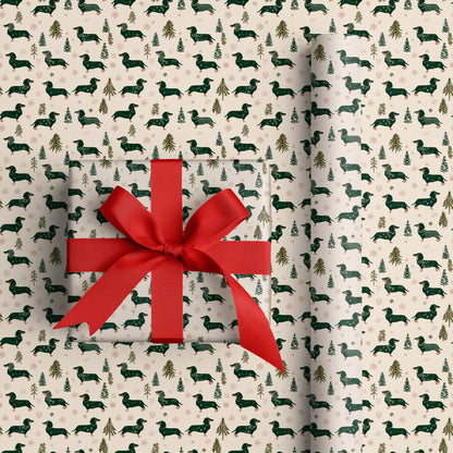 Dachshunds Dance Through Winter Pines