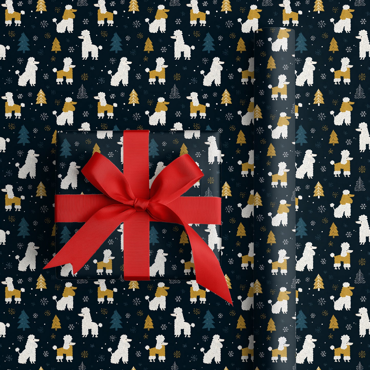 Poodles Prancing Through Winter's Night