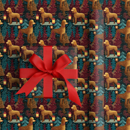 Festive Poodles Dancing Through Evergreens