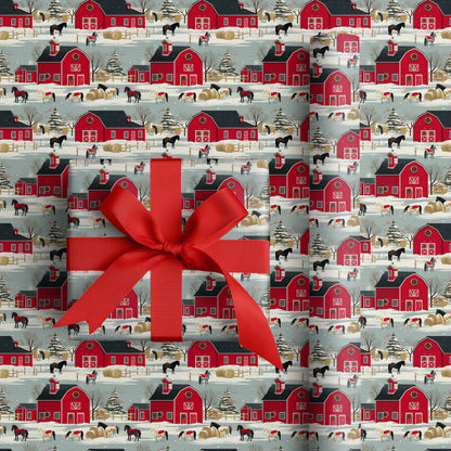 Horses Warm Christmas On Red Barns