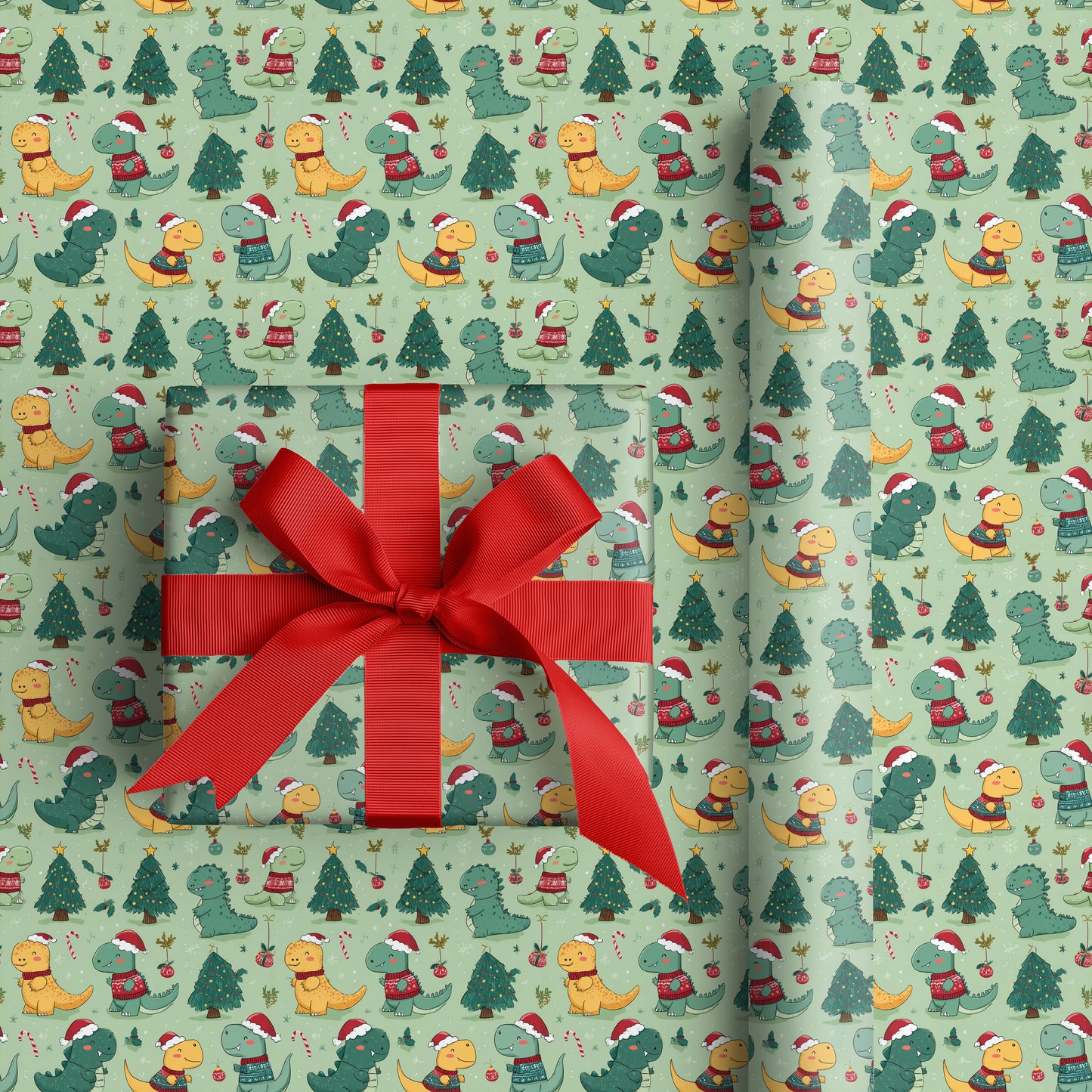 Dino Christmas Cheer Unfolds Softly