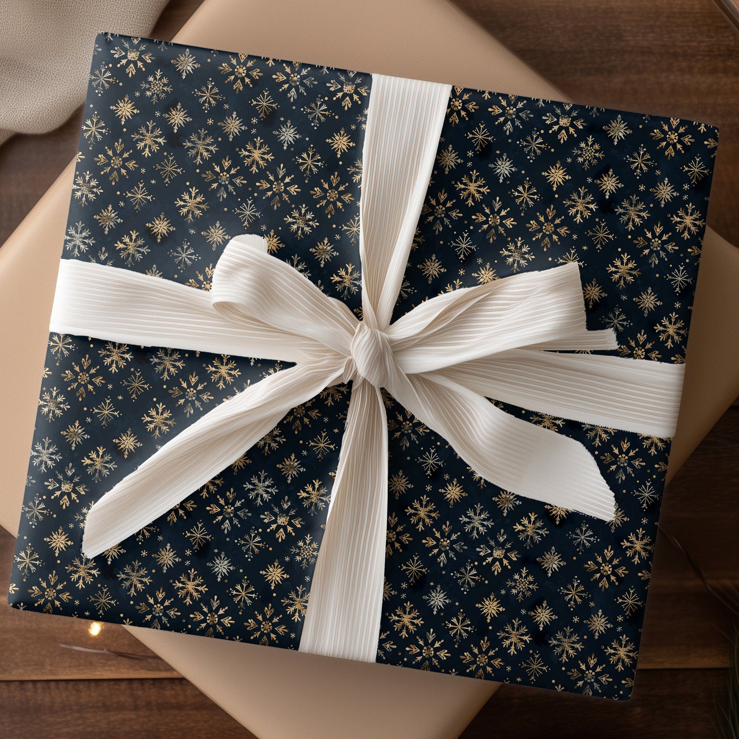 Golden Crystals Dancing Midnight Blue