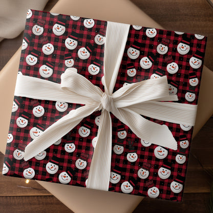 Merry Snowmen Dance On Plaid