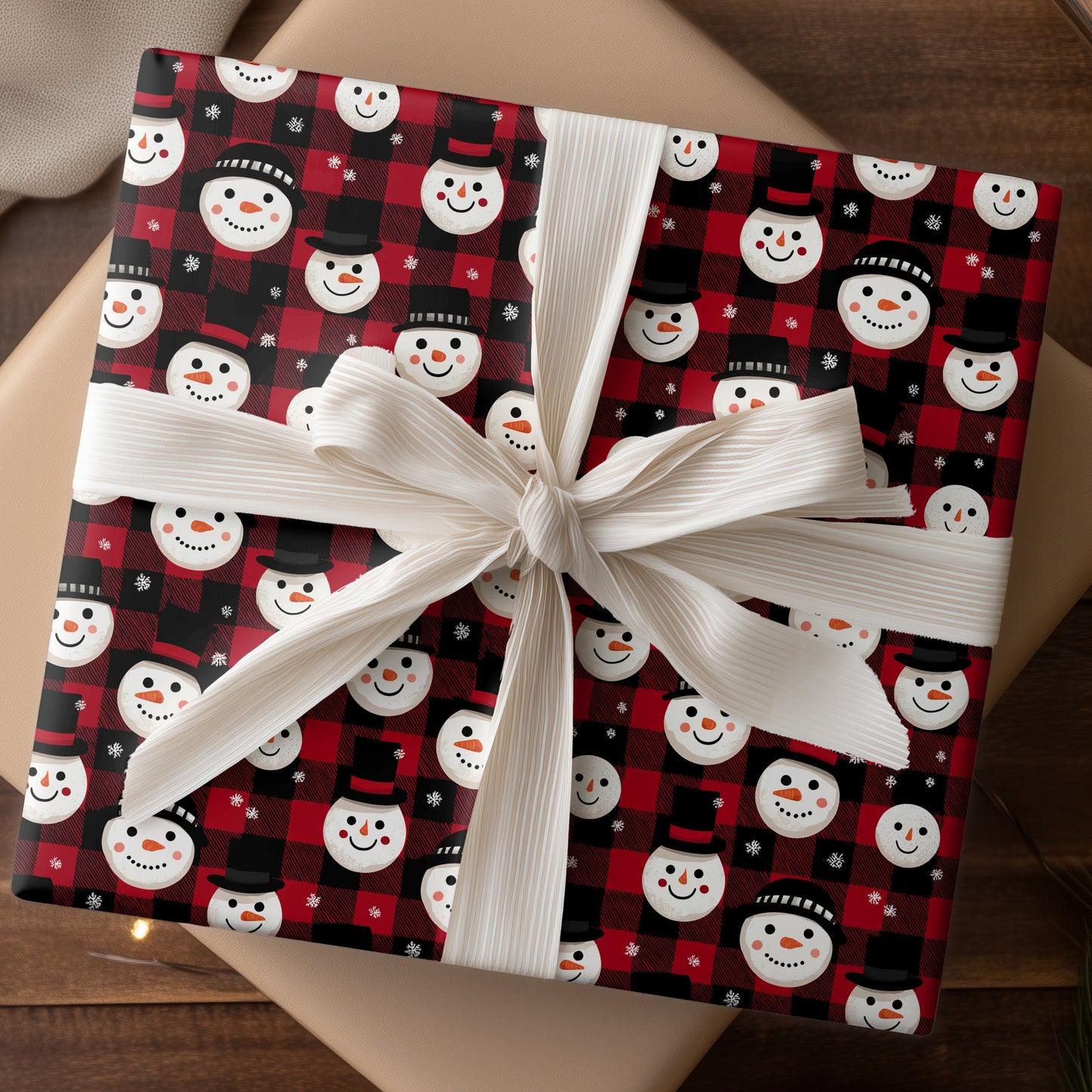 Snowmen Dancing On Plaid Nights