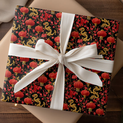 Golden Dragons Dance Through Blossoms