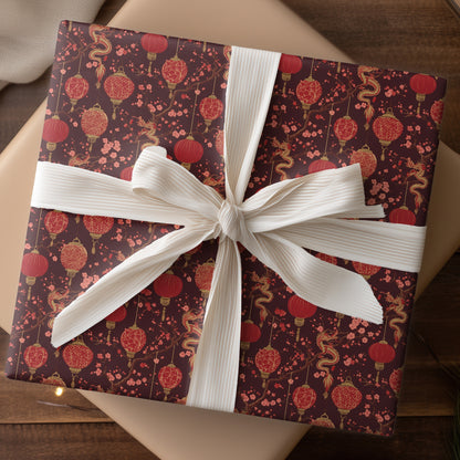 Dragons Dance Between Crimson Blossoms