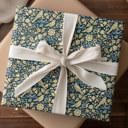 Golden Feathers Dance Midnight Blue