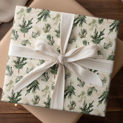 Soft Snowfall Between Pine Branches