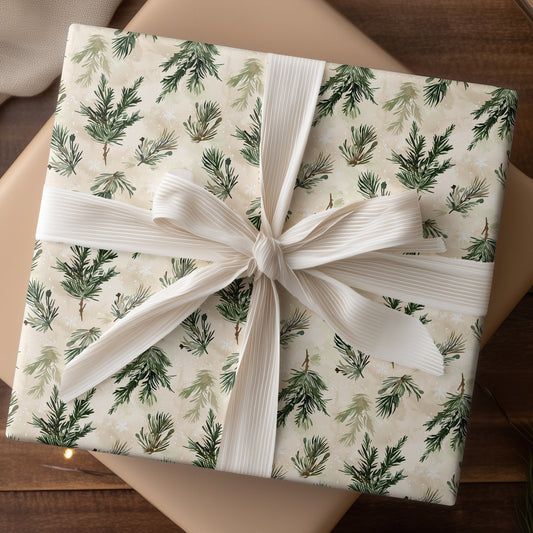 Soft Snowfall Between Pine Branches