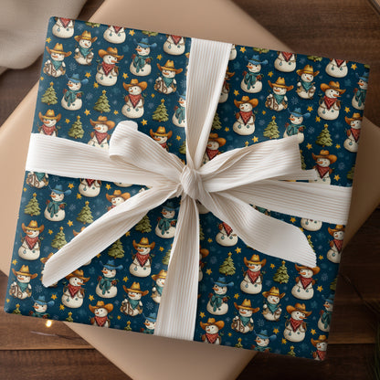 Jolly Cowboy Snowmen in Winter's Glow