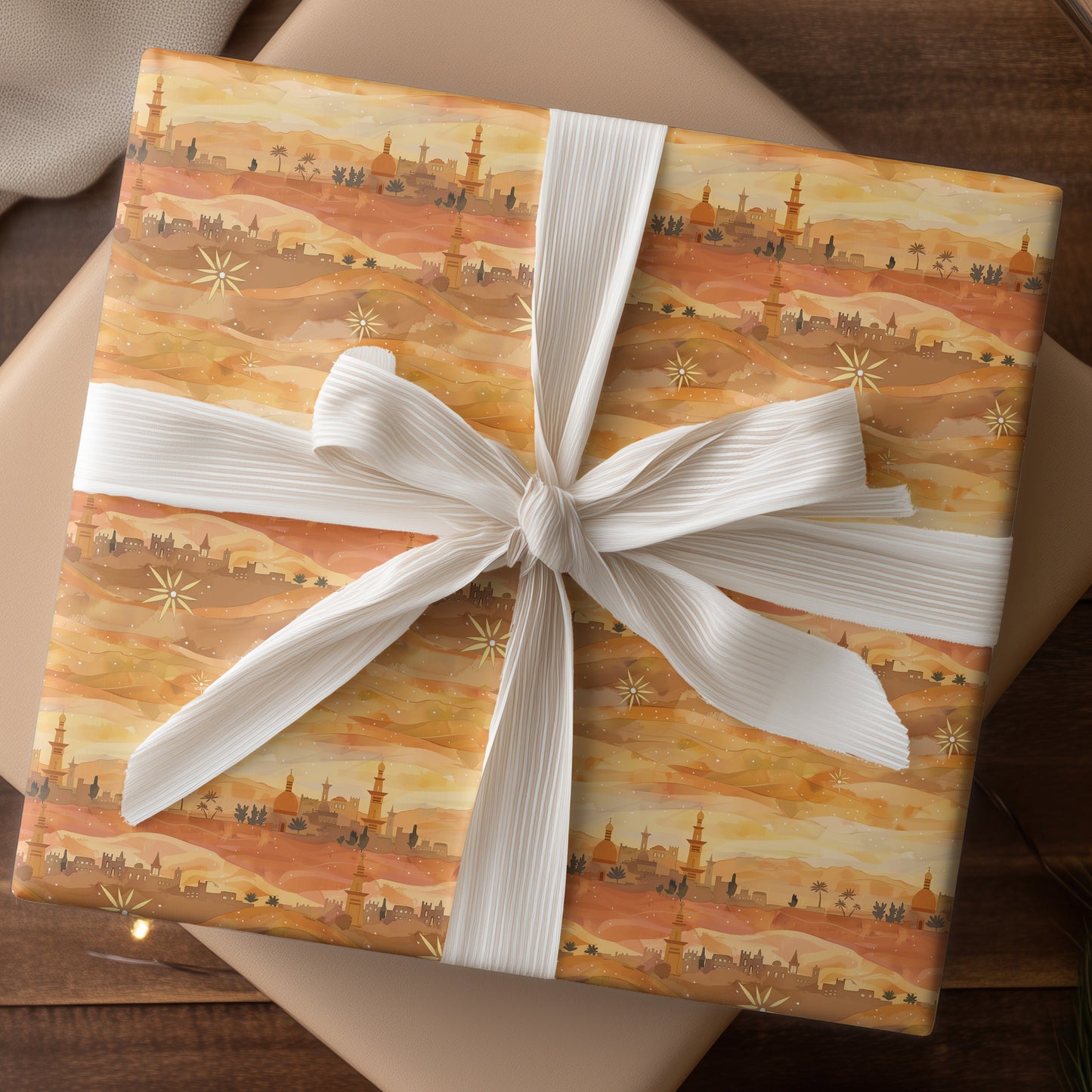 Saffron Skies Over Ancient Lands