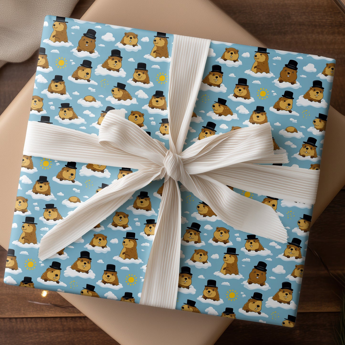 Gentlemen Groundhogs Float Above Blue