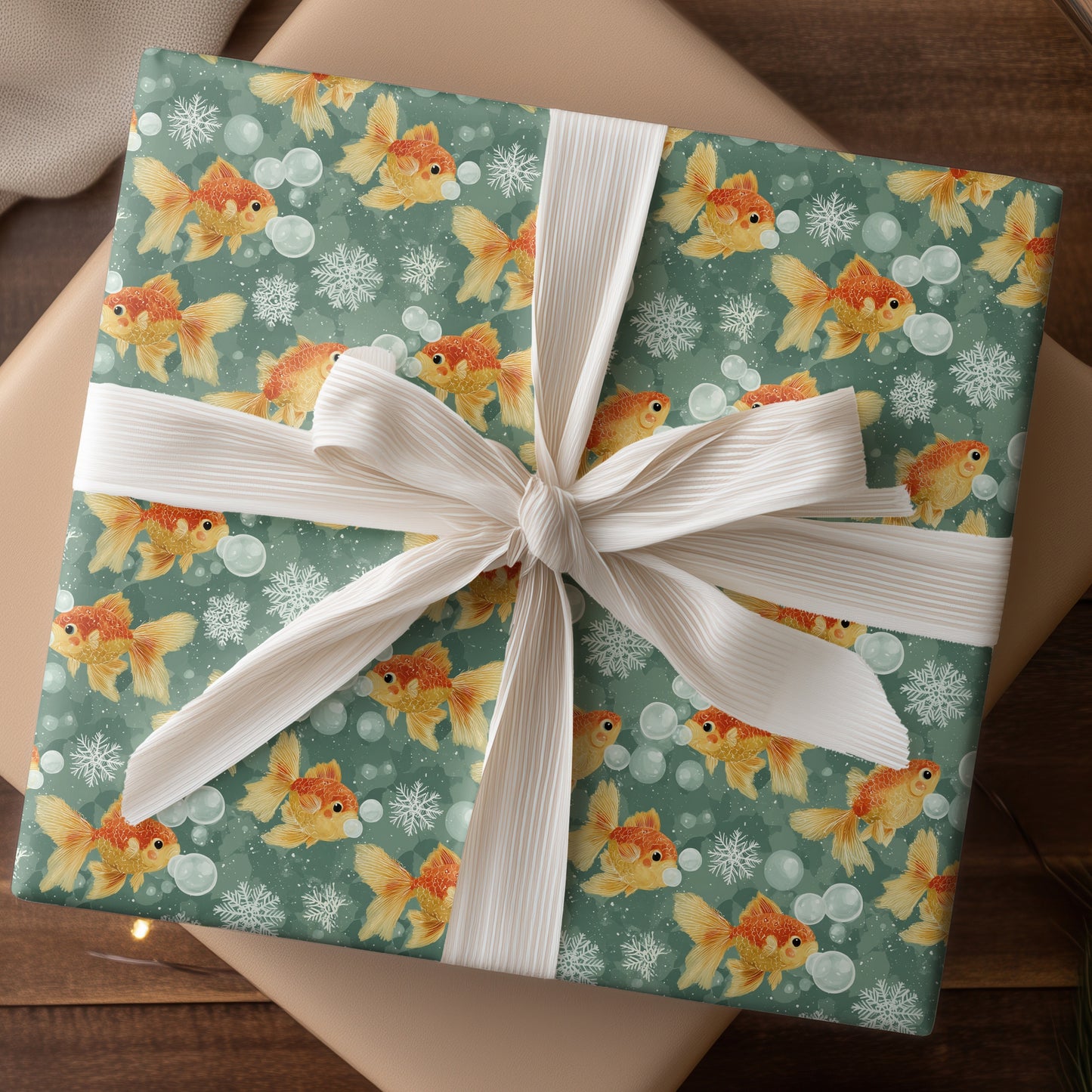 Ethereal Koi Glide Through Wintry Bubbles