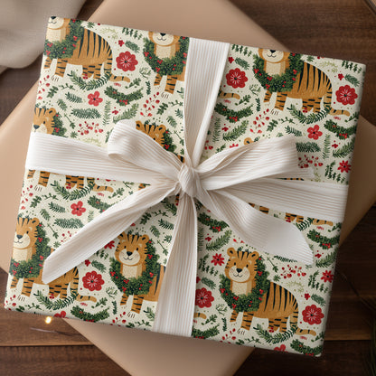 Festive Tiger Prowls Winter Garden