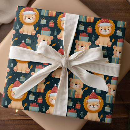 Festive Lion Unwraps Holiday Cheer