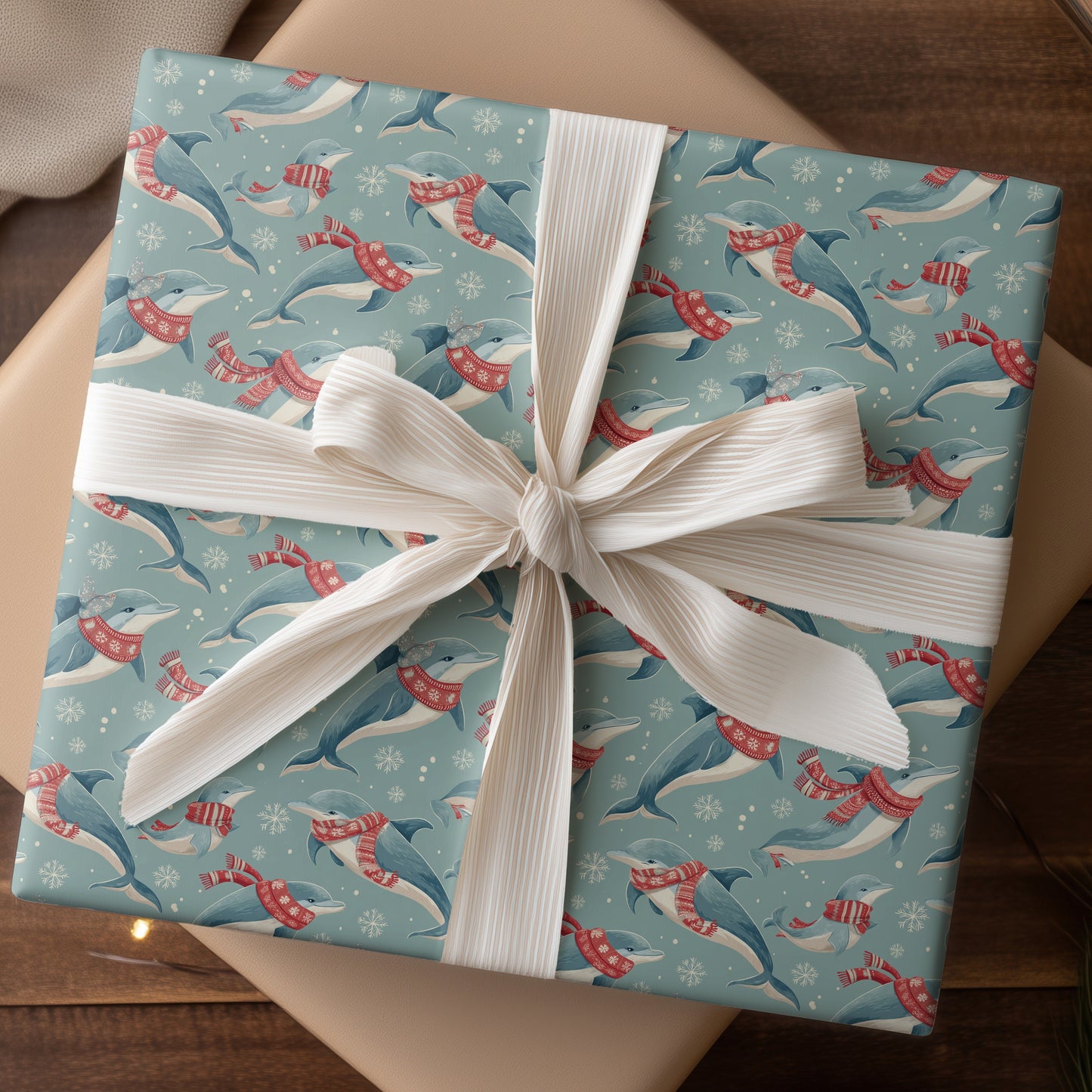 Wintertime Dolphins in Knitted Scarves