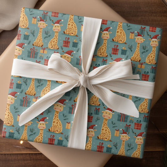 Giraffe Giggles Through Winter's Cheer