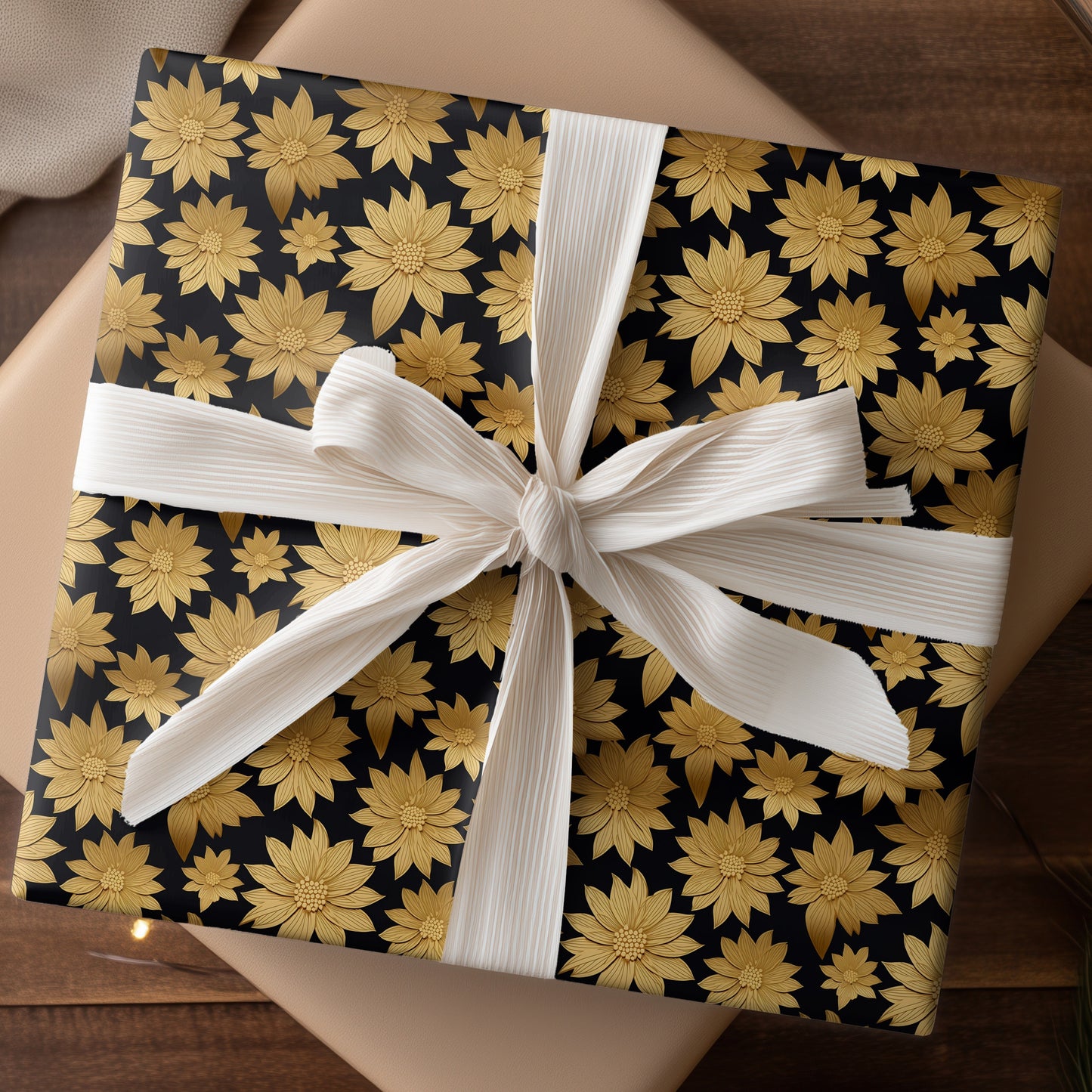 Golden Blooms Trace Midnight's Canvas