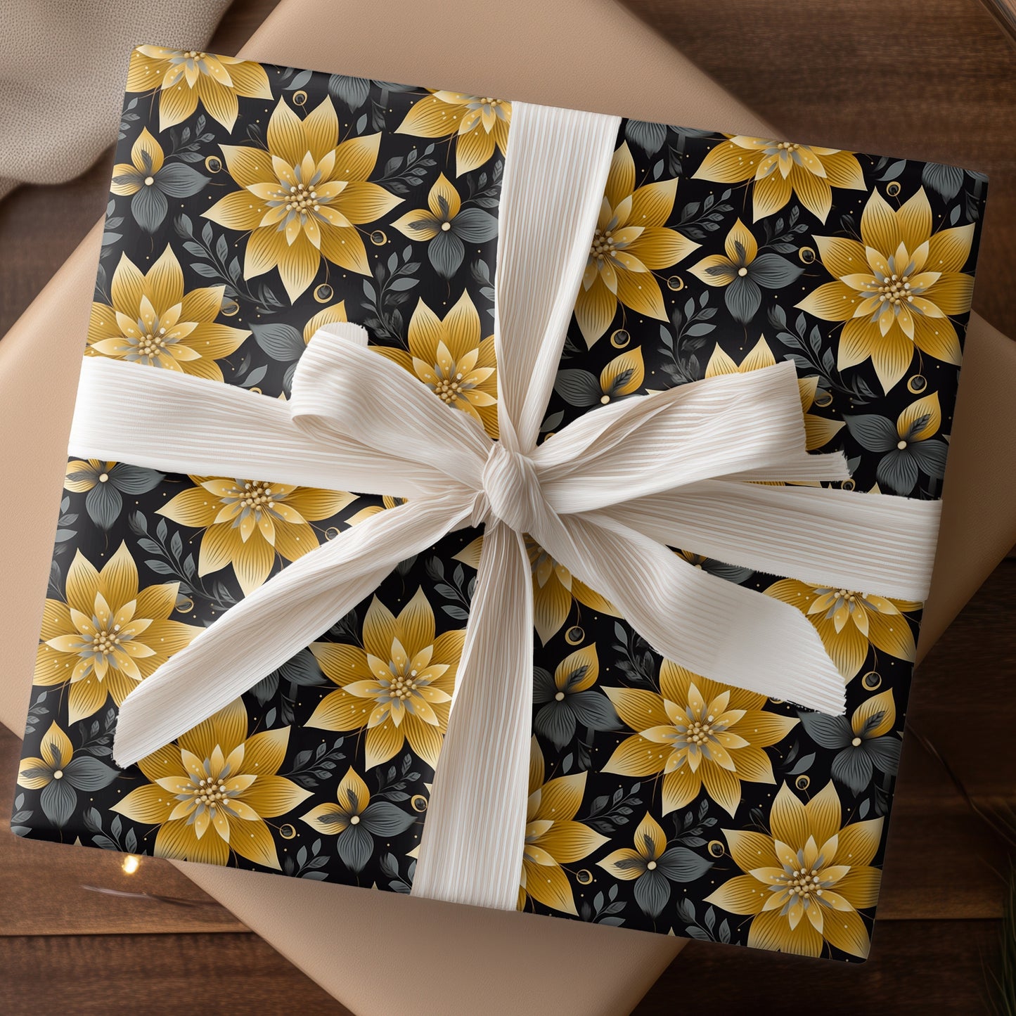 Golden Blooms Dancing Midnight Shadows