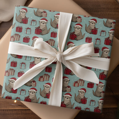 Otters Wrap Gifts With Joy